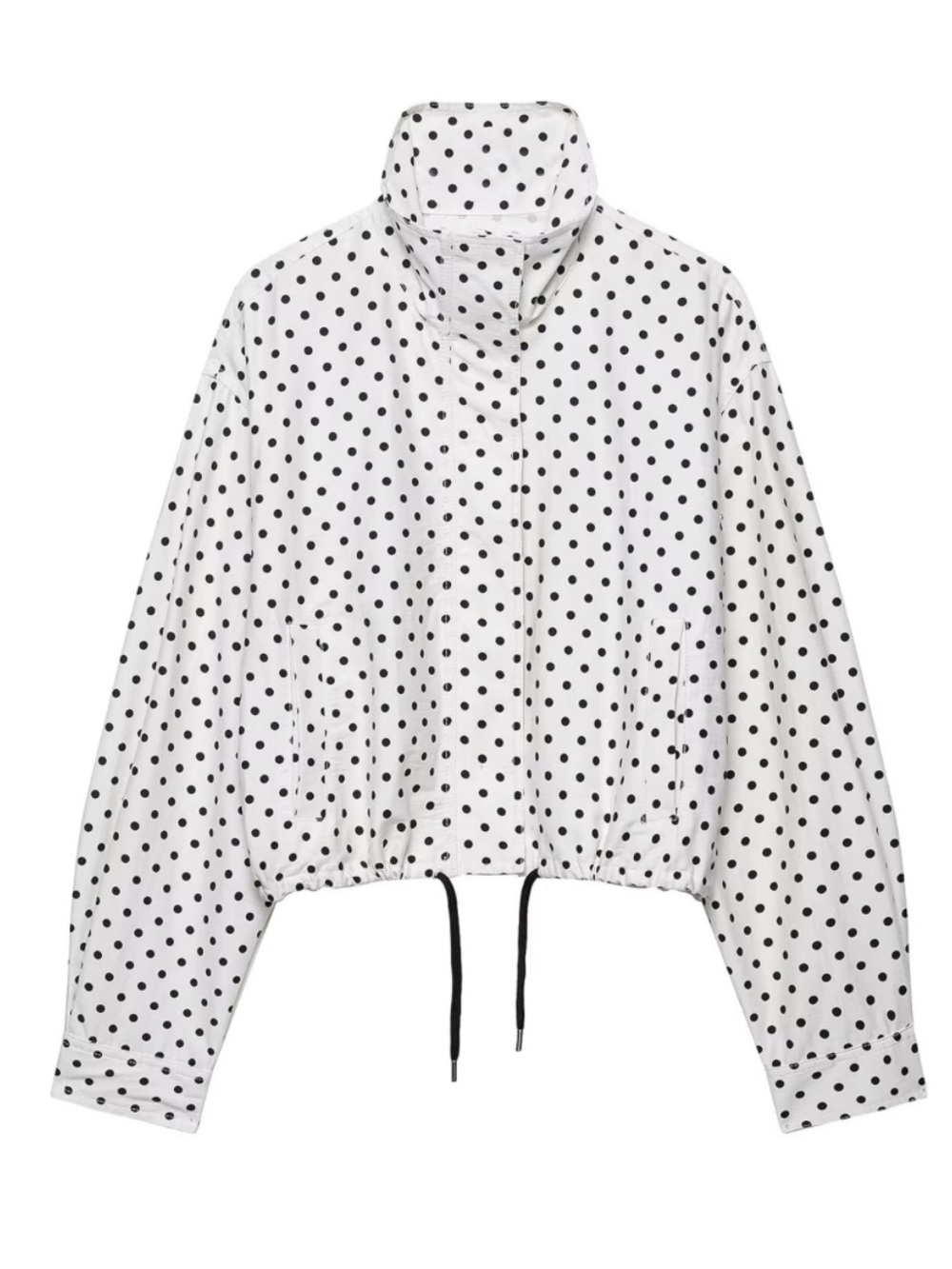 Polka Dot Cropped Windbreaker Jacket